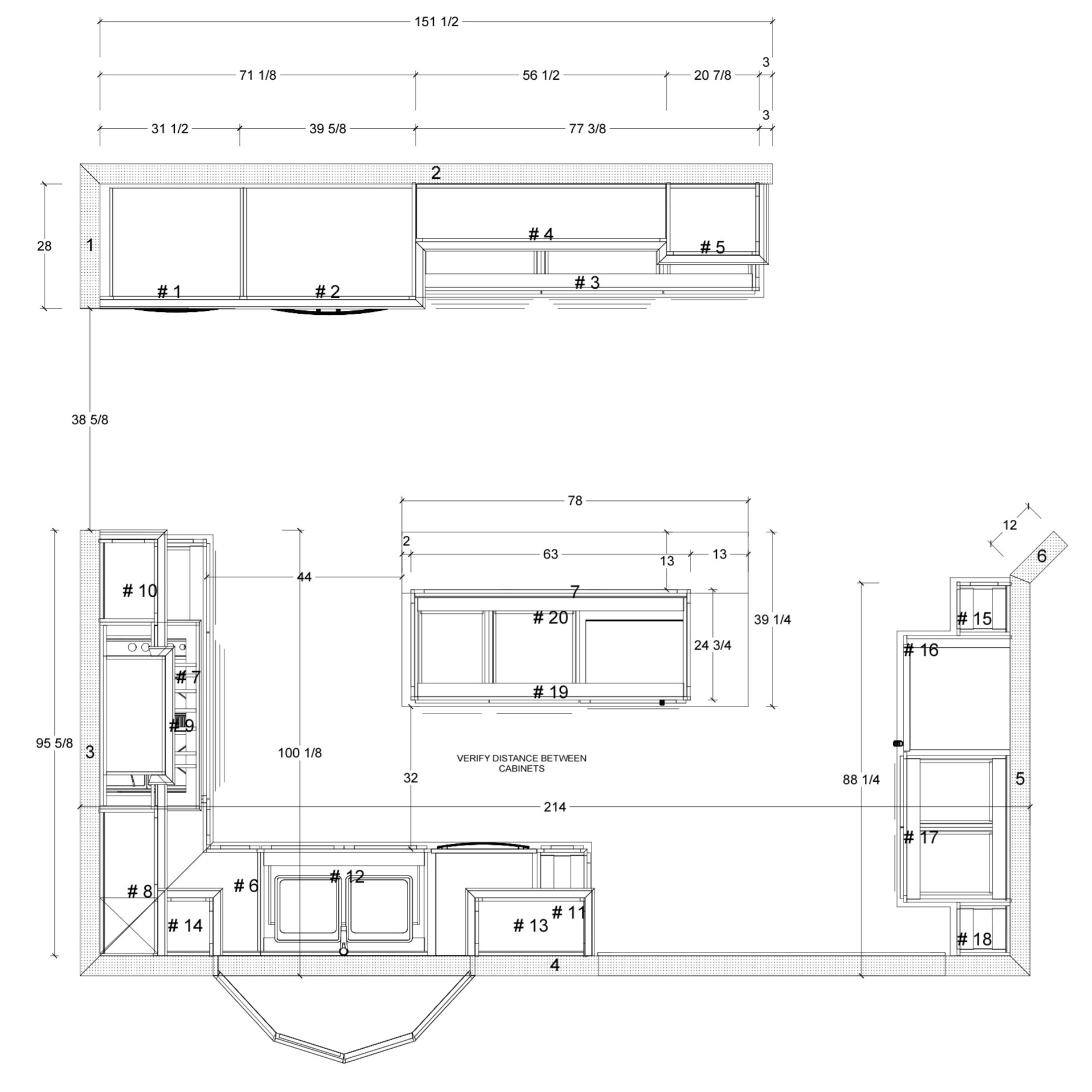 Kitchen layout drawing illustrating planning and coordination
