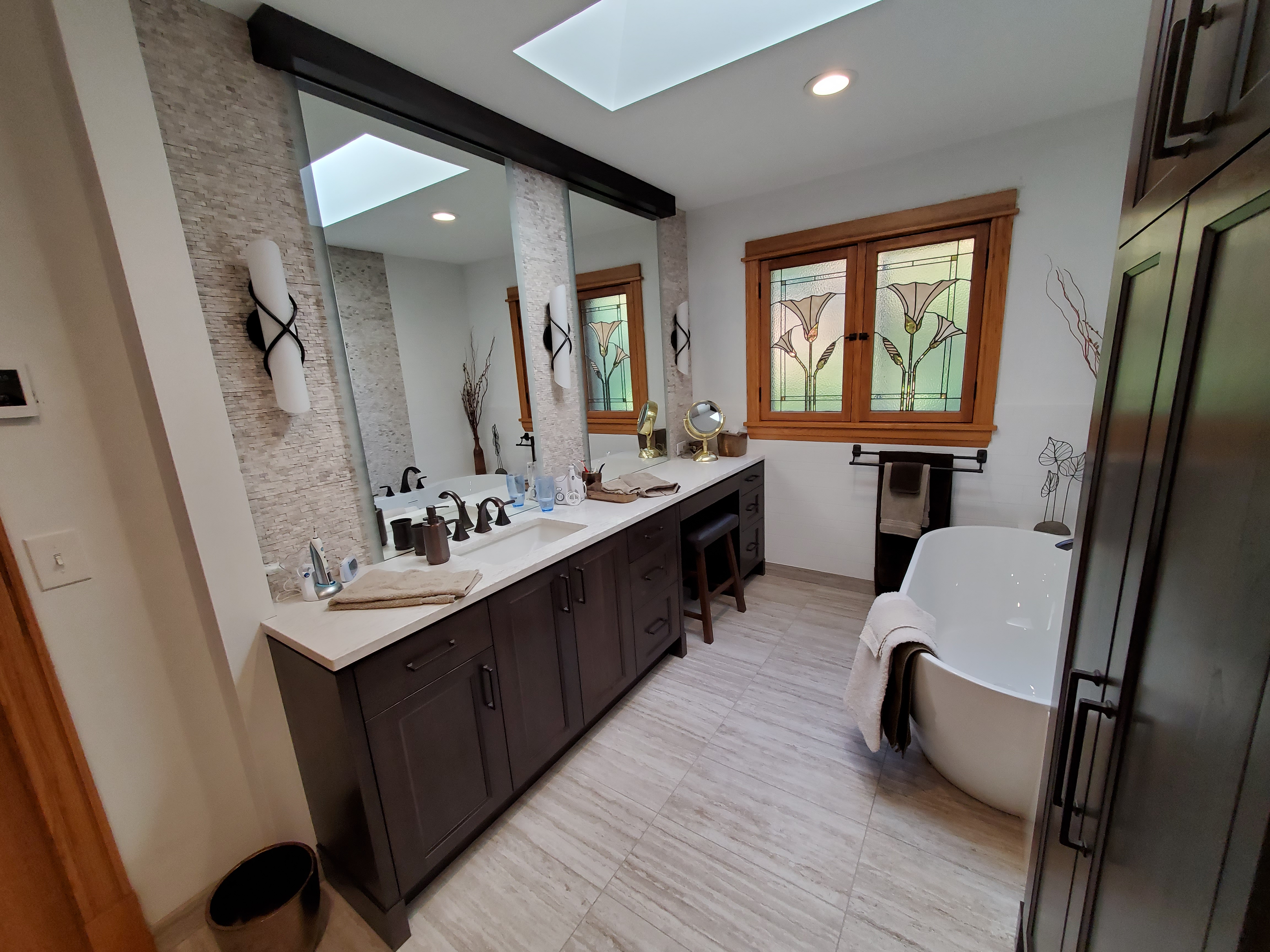 Finished bathroom remodel showcasing refined craftsmanship and clean detailing