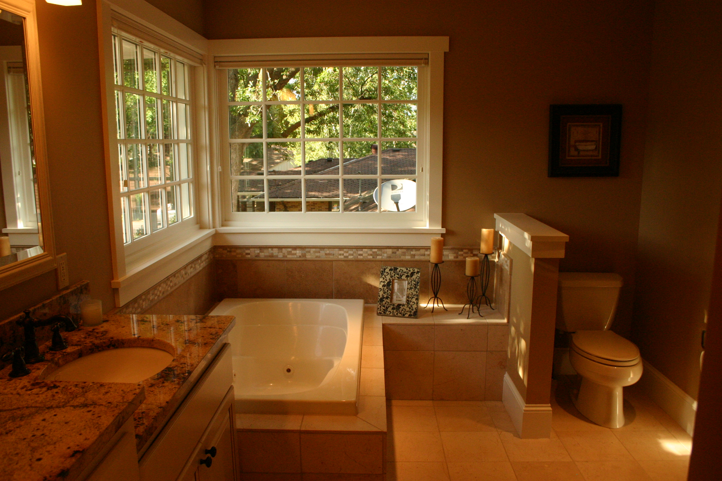 Updated living room with fireplace and built-in storage.