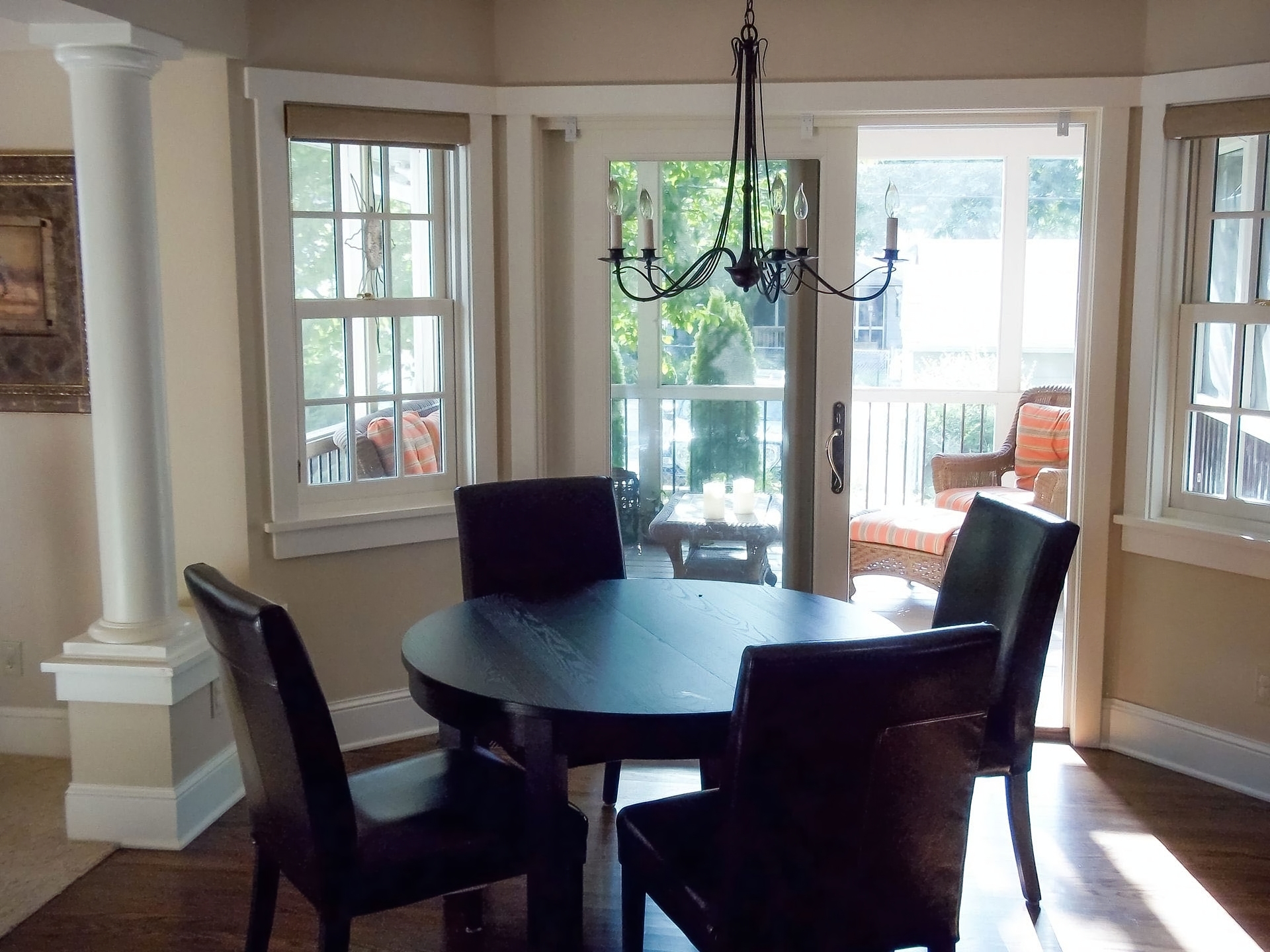 Exterior view of screened porch addition.